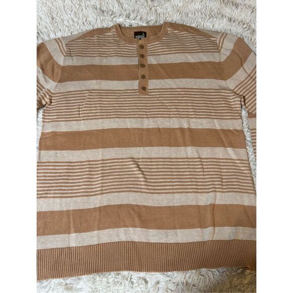 Weekendz off henley crew neck stripe Pullover sweatshirt L - Picture 2 of 6